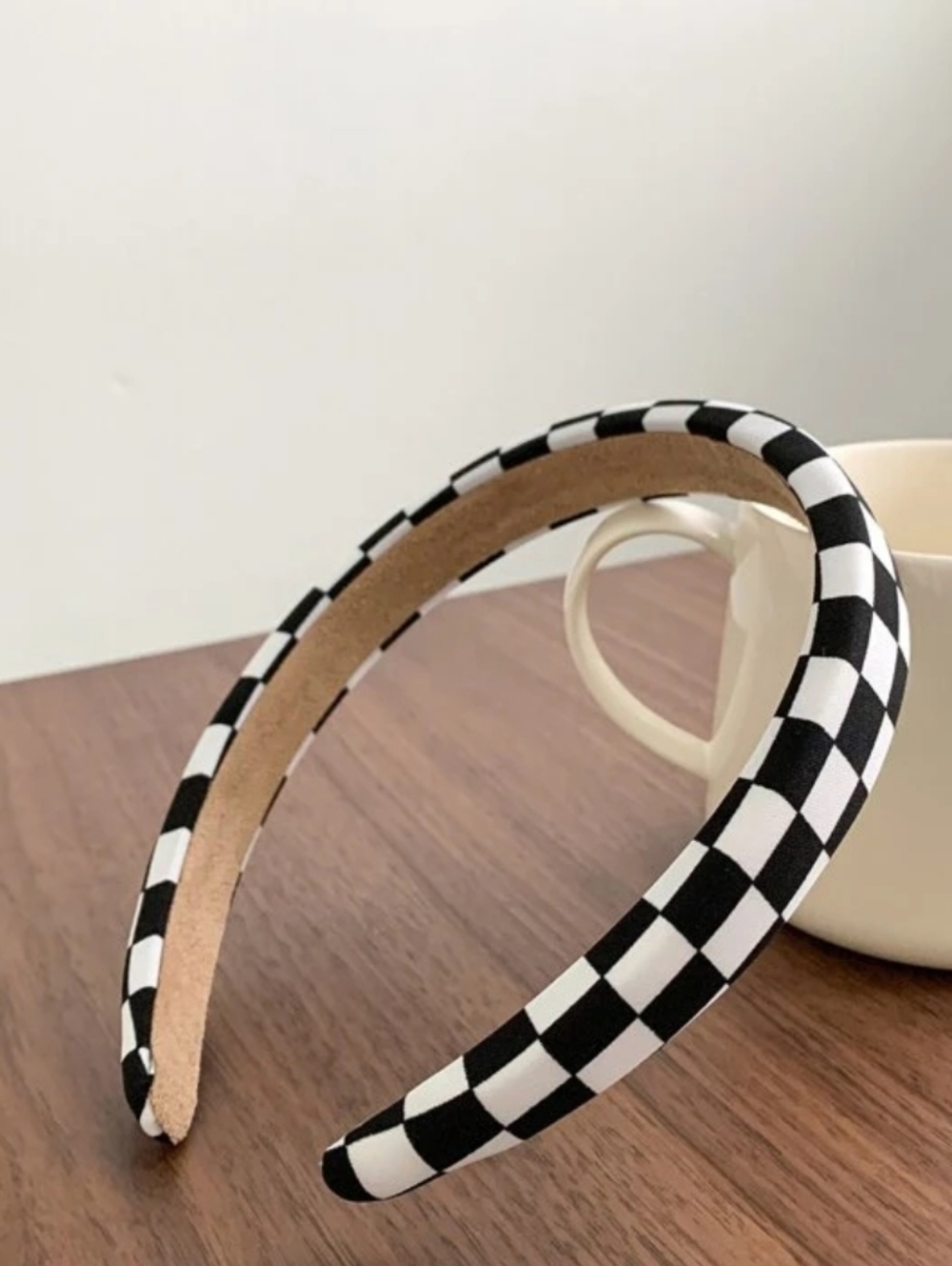 Black and White Checkerboard Padded Headband
